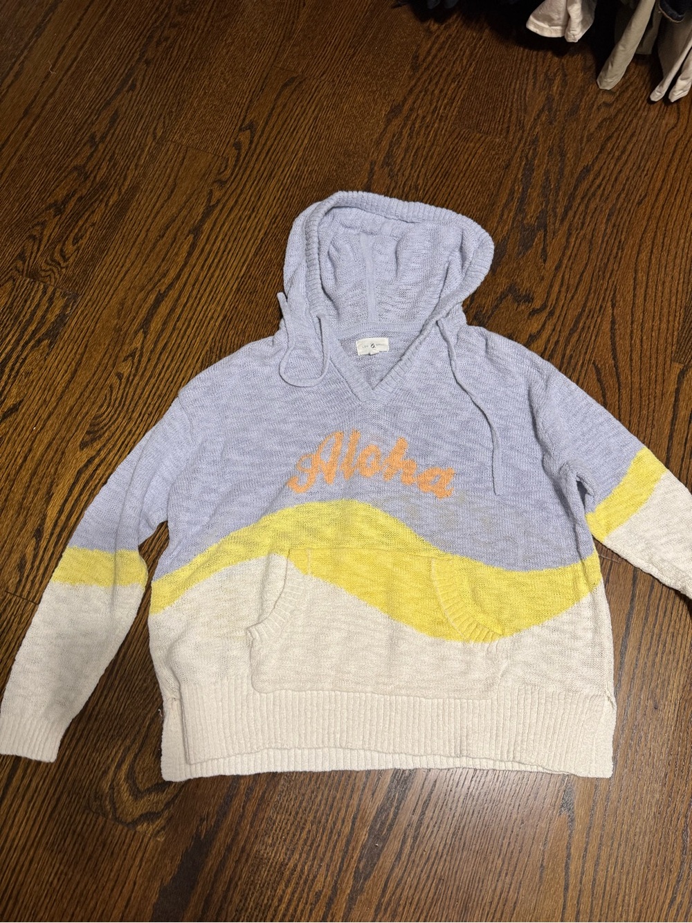 Lou & Grey Aloha Graphic Hooded Sweater - Lavender, Yellow, Cream